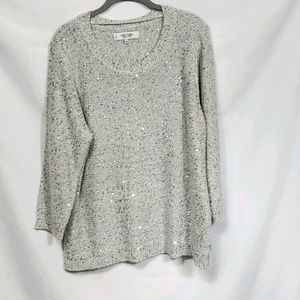 Jones Studio  Grey/Silver Sequin Pullover 1X NWOT